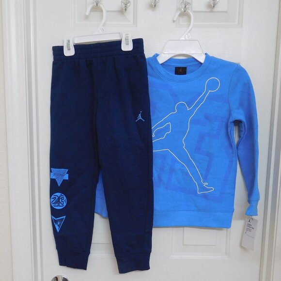 NWT 2pc Jordan Blue Sweatshirt & Navy Joggers Set sz 4 - Picture 1 of 1